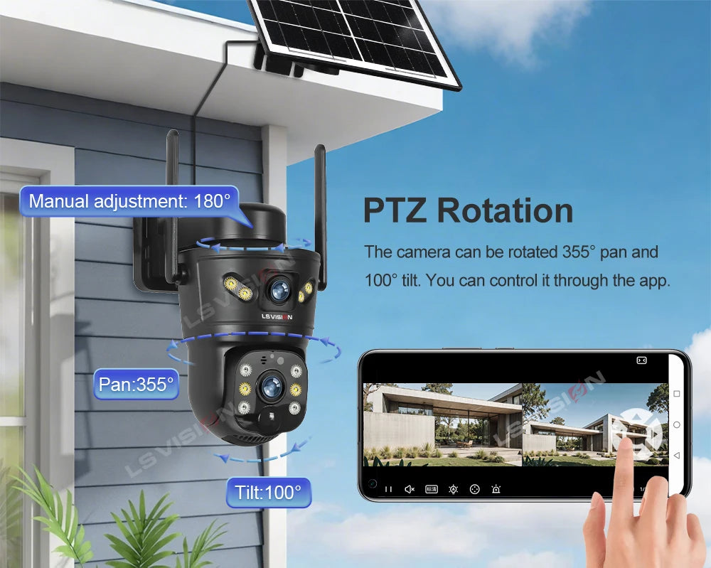 4K Solar Security Camera | Dual Lens, 4G & WiFi, Night Vision & Weatherproof