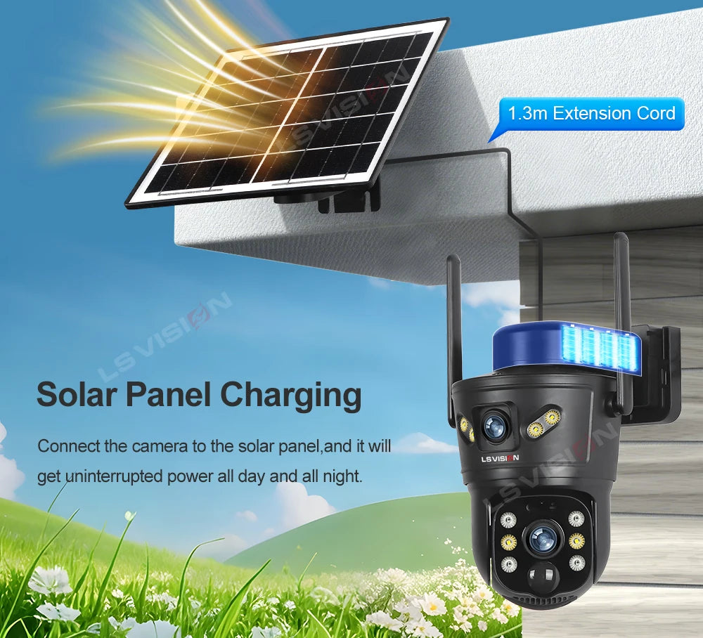 4K Solar Security Camera | Dual Lens, 4G & WiFi, Night Vision & Weatherproof